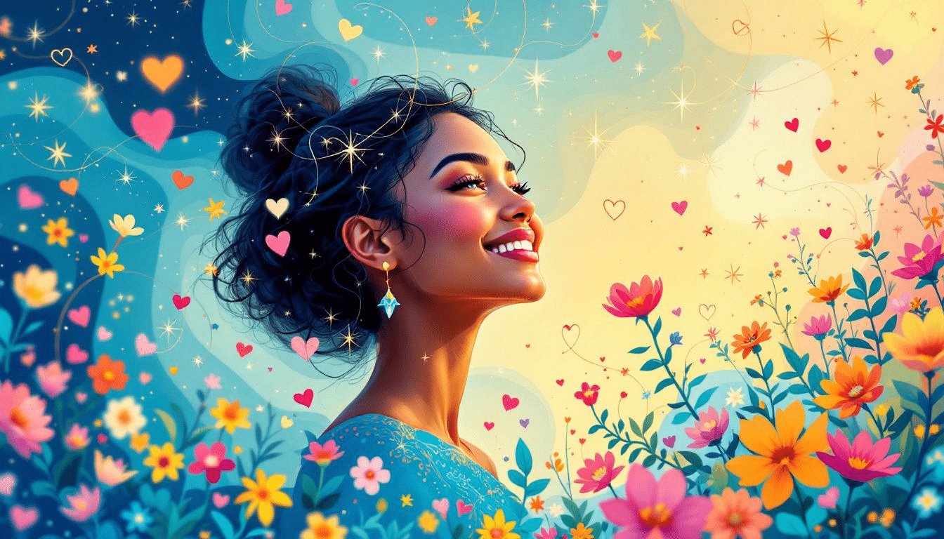 An illustration depicting the concept of compersion, showcasing a person feeling joy for their partner's happiness.