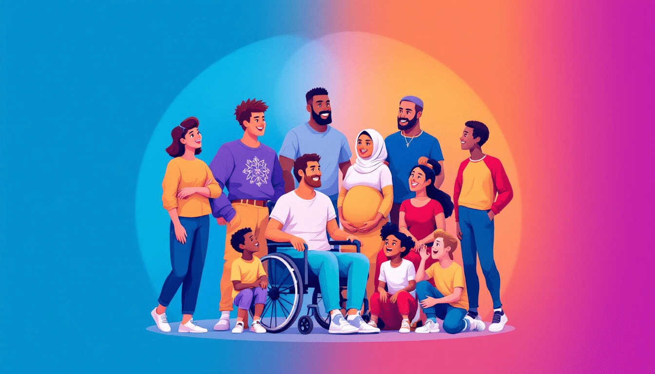 A gathering of diverse individuals discussing inclusivity in non-monogamous communities, representing various backgrounds.