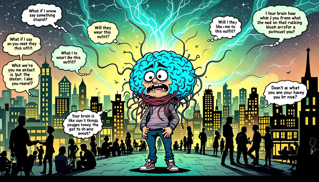 An illustration representing the concept of nerves and their role in social situations.