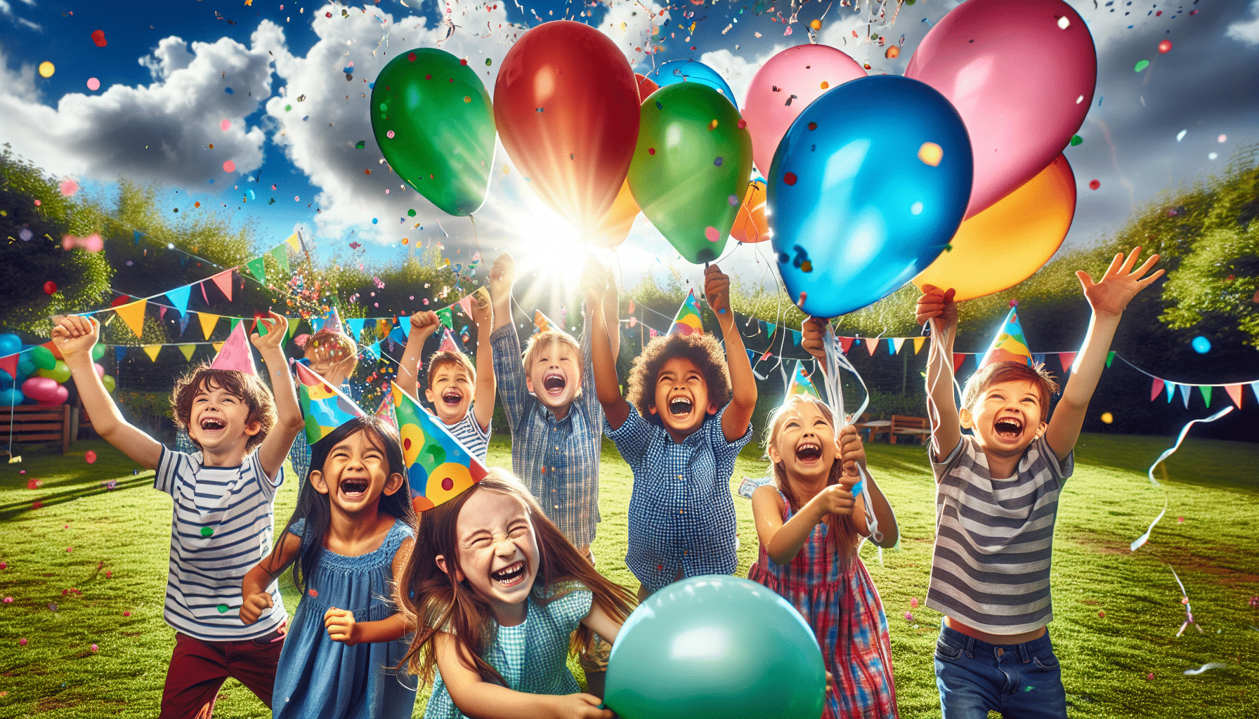 a group of kids holding balloons