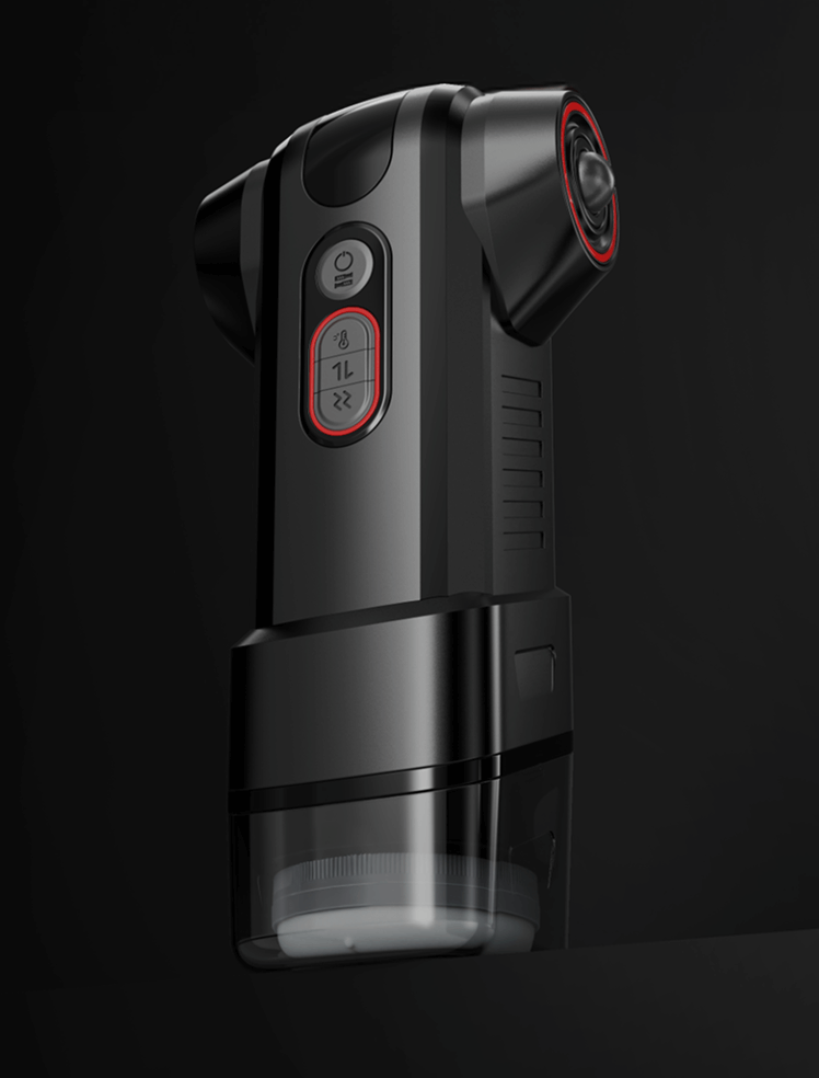 Chalovelo MotoX1 Review: Ambitious, Brilliant, but Limited 2 - Consent Culture Chalovelo MotoX1 product hero image showing the black automatic male masturbator with red accent controls
