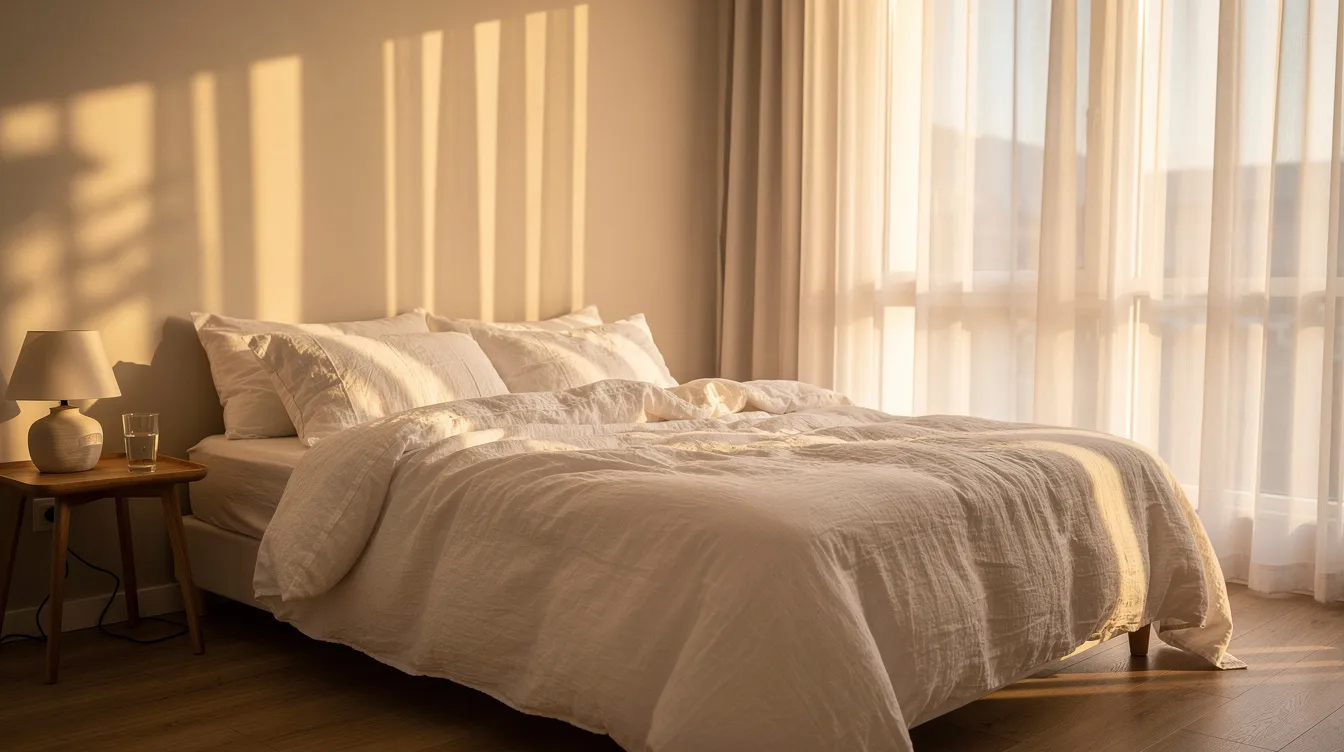 Famous Erotic Photographers And Their Work 5 - Consent Culture The image depicts a softly lit bedroom, where warm natural light filters through sheer curtains, casting gentle shadows on rumpled white linens, evoking a serene and intimate atmosphere reminiscent of fine art and boudoir photography. This tranquil setting highlights the beauty of the female form, creating a sense of raw beauty and sensuality.