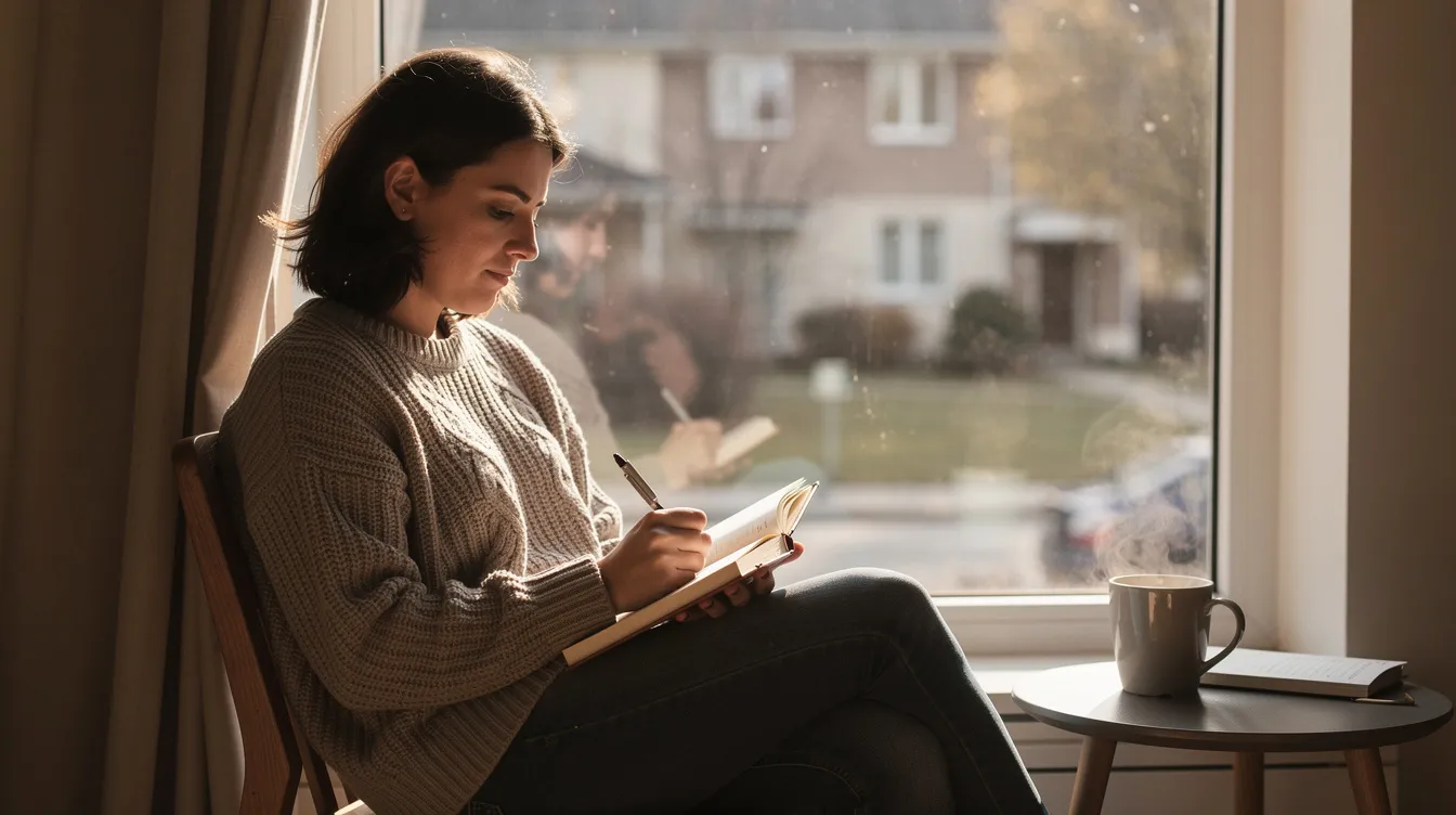 Establishing Boundaries in Relationships: A Practical Guide to Healthy Connections 4 - Consent Culture A person is sitting by a window, deeply focused on journaling with a thoughtful expression, reflecting on their feelings and experiences. This moment highlights the importance of maintaining healthy boundaries and emotional health in personal life.