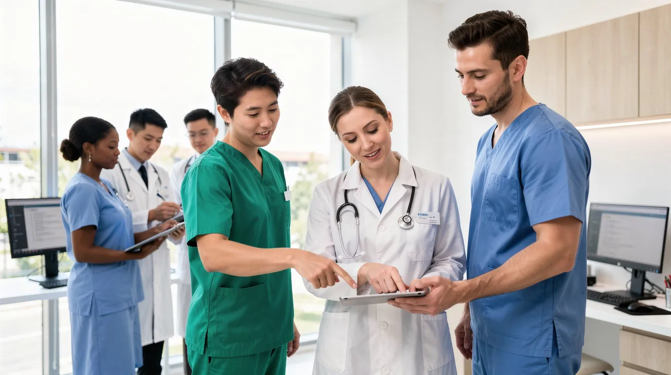 Managing STIs: A Comprehensive Guide 6 - Consent Culture The image depicts a diverse group of healthcare providers collaborating in a bright, modern clinic, focusing on effective treatment and clinical guidance for sexually transmitted infections. Their teamwork reflects a commitment to providing comprehensive health services and addressing the needs of sexually active individuals, including the management of conditions like pelvic inflammatory disease and genital herpes.