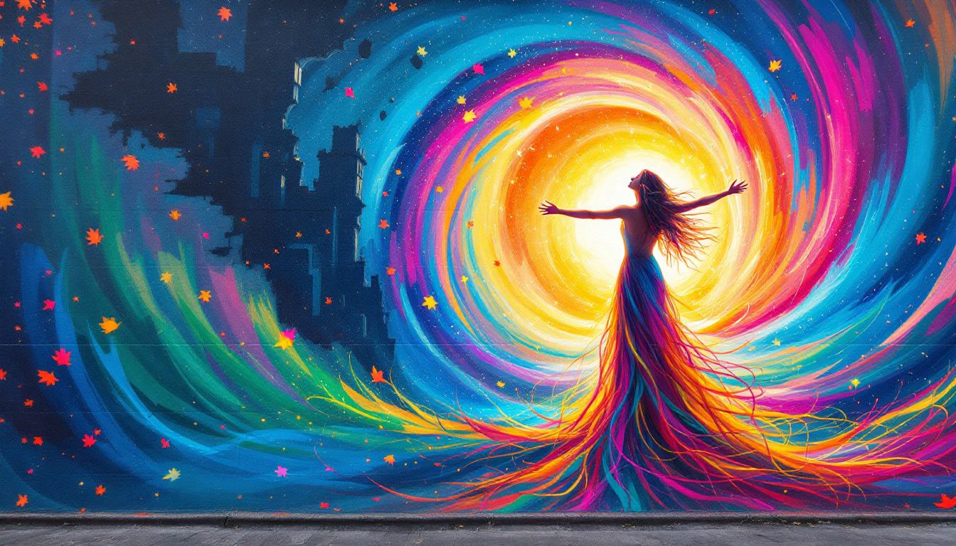 An abstract representation of breaking free from limiting beliefs, showcasing a person in a positive mindset.