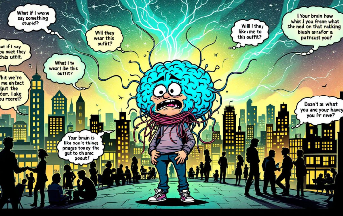 An illustration representing the concept of nerves and their role in social situations.